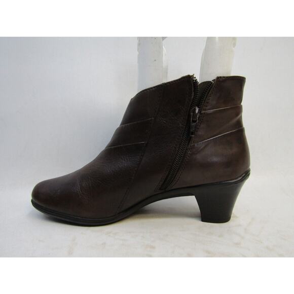 Earth Womens Size 9 B Brown Leather Zip Fashion Ankle Boots Booties - Picture 2 of 11